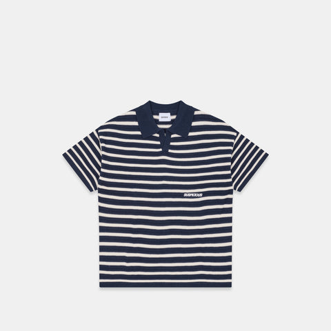 Boat / Essentials Striped Knitted Polo - Nightfall & Natural