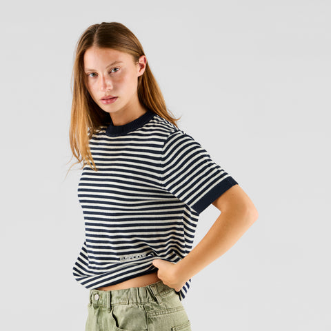 Summer Breeze / Essentials Striped Knitted Tee - Nightfall