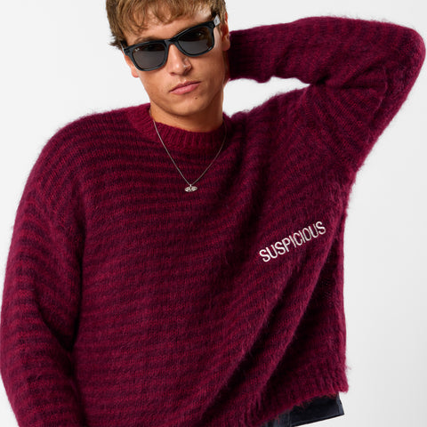 Winter4 / Essentials Striped Mohair Knit - Red