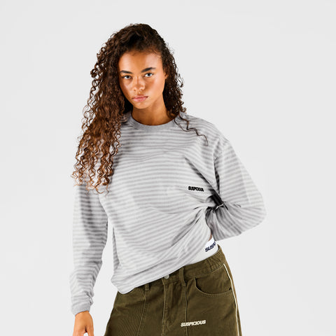 End Of Summer / Essentials Striped Ringer Longsleeve - Off-White & Heather Grey