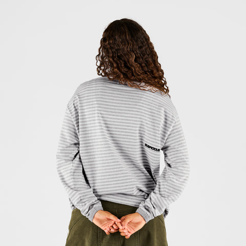 End Of Summer / Essentials Striped Ringer Longsleeve - Off-White & Heather Grey