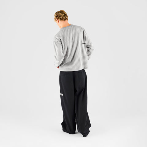 End Of Summer / Essentials Striped Ringer Longsleeve - Off-White & Heather Grey