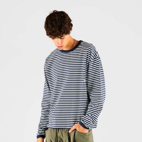 End Of Summer / Essentials Striped Ringer Longsleeve - Off-White & Nightfall
