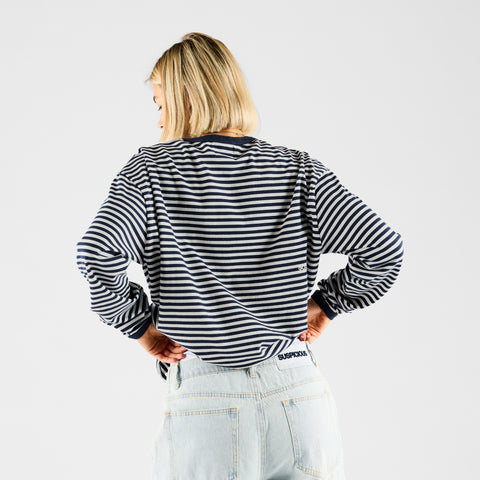 End Of Summer / Essentials Striped Ringer Longsleeve - Off-White & Nightfall