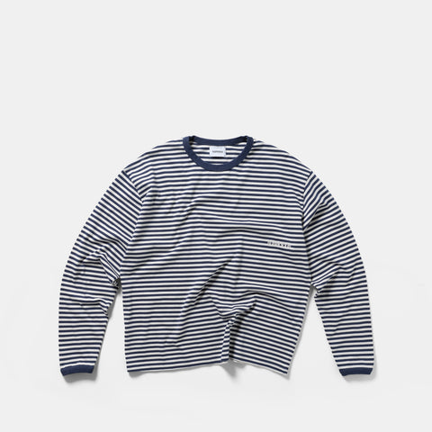 End Of Summer / Essentials Striped Ringer Longsleeve - Off-White & Nightfall
