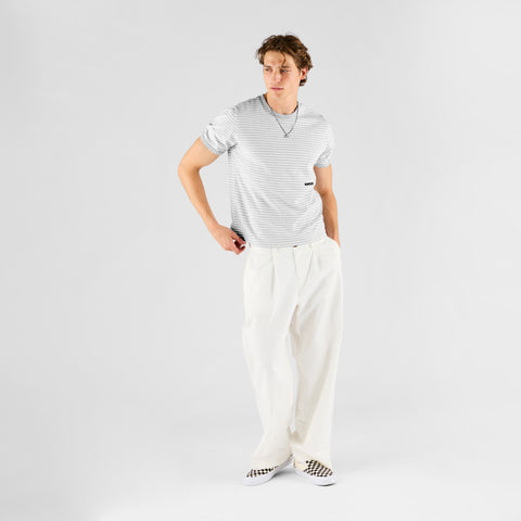 Summer Breeze / Solid Cotton Pleated Pants - Natural