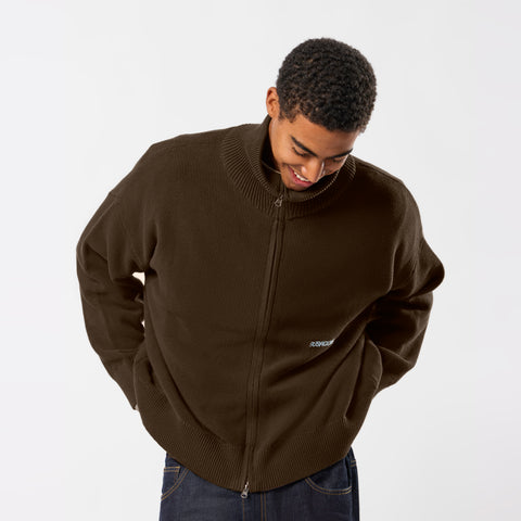 Winter2 / Essentials Tight Knitted Zip-Up - Espresso