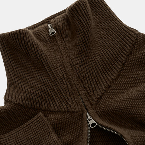 Winter2 / Essentials Tight Knitted Zip-Up - Espresso
