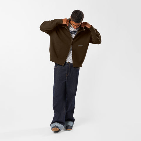 Winter2 / Essentials Tight Knitted Zip-Up - Espresso