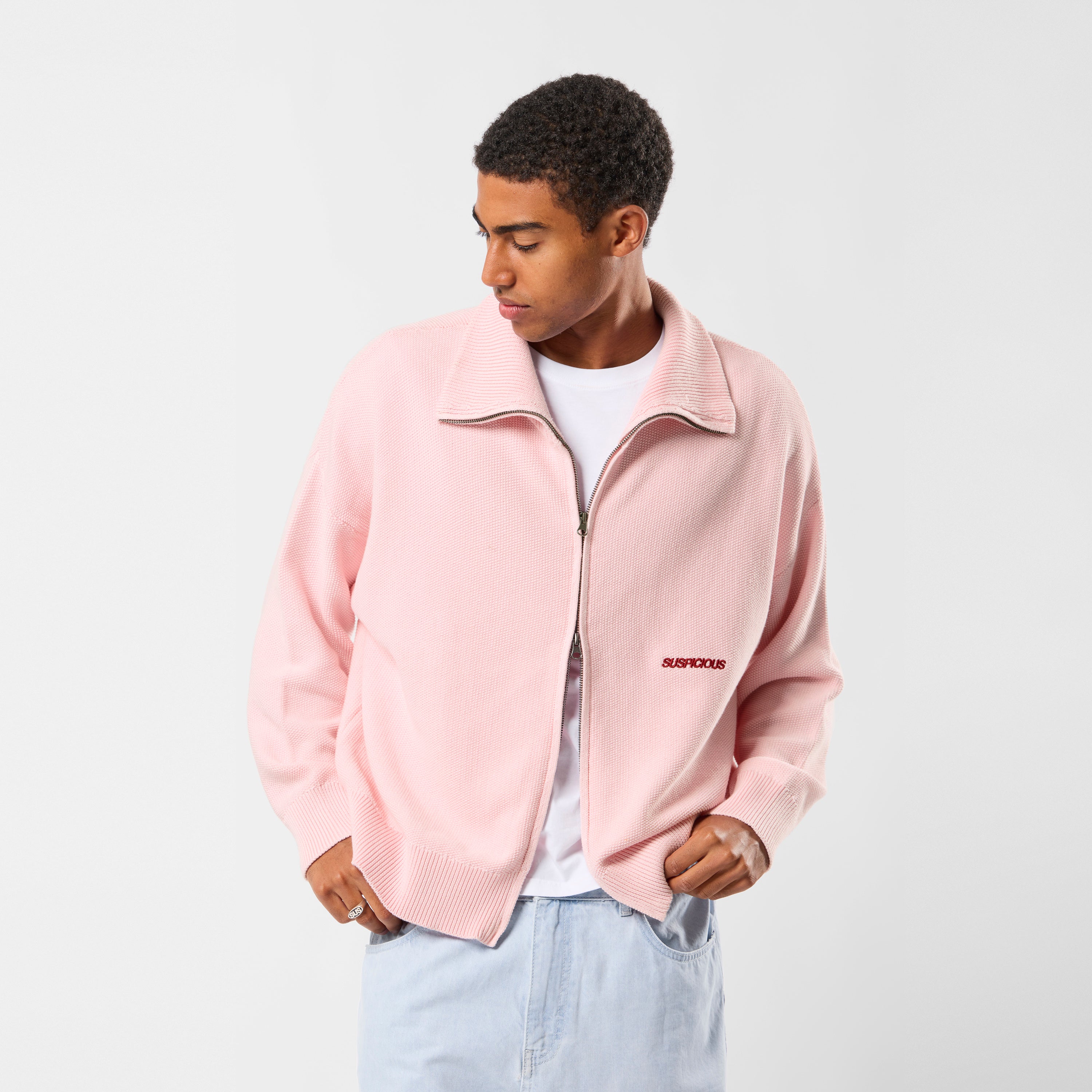 ぴんく Essentials Tight Knitted Zip-Up - Icy Orchid – Suspicious Antwerp