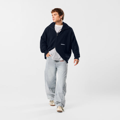 Winter2 / Essentials Tight Knitted Zip-Up - Navy