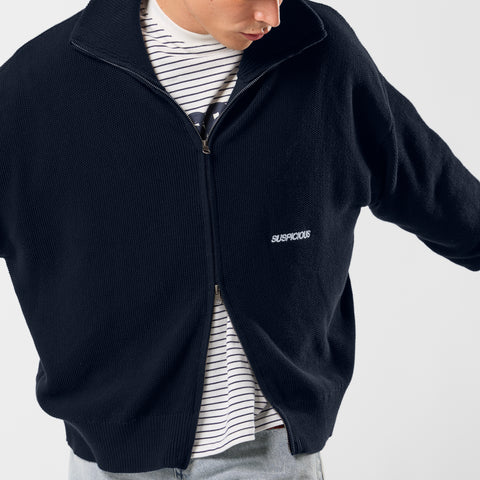 Winter2 / Essentials Tight Knitted Zip-Up - Navy