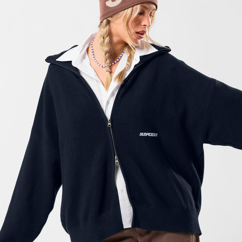 Winter2 / Essentials Tight Knitted Zip-Up - Navy