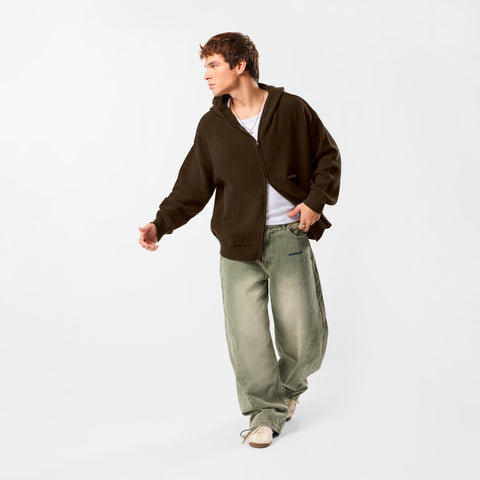 Winter2 / Essentials Tight Knitted Zipped Hoodie - Espresso