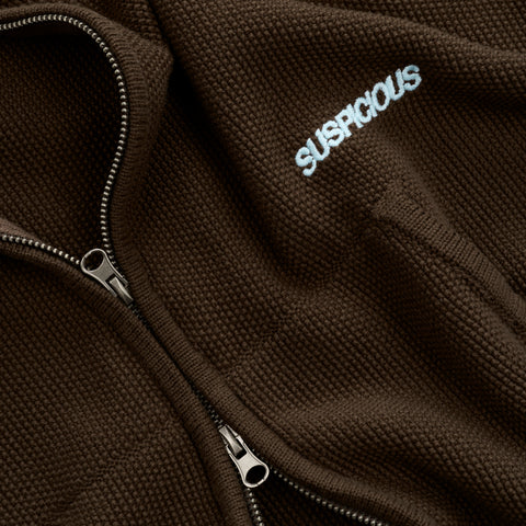 Winter2 / Essentials Tight Knitted Zipped Hoodie - Espresso