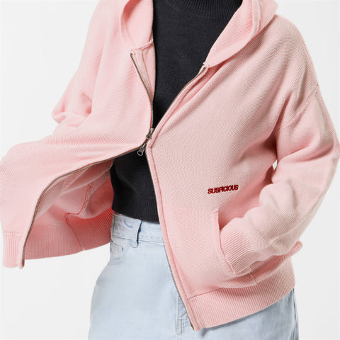 Winter2 / Essentials Tight Knitted Zipped Hoodie - Icy Orchid