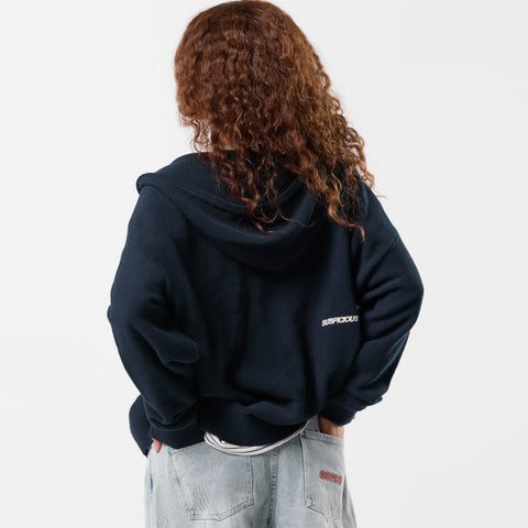 Winter2 / Essentials Tight Knitted Zipped Hoodie - Navy