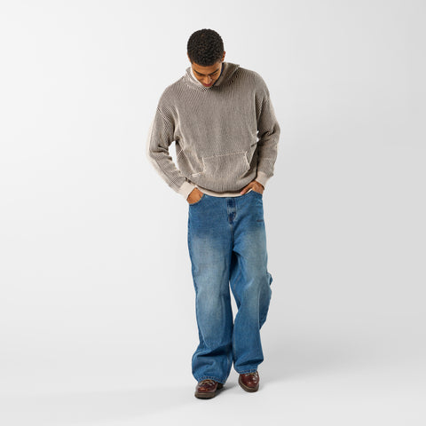 Leopard / Essentials Vintage Knitted Hoodie - Brown