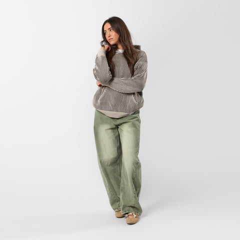 Leopard / Essentials Vintage Knitted Hoodie - Brown