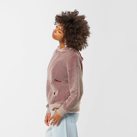 Leopard / Essentials Vintage Knitted Hoodie - Burgundy