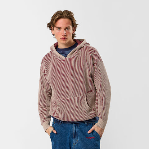 Leopard / Essentials Vintage Knitted Hoodie - Burgundy