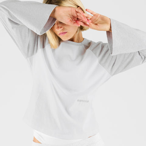 End Of Summer / Essentials W Bi-Colour Longsleeve - White & Heather Grey