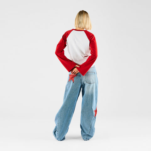 End Of Summer / Essentials W Bi-Colour Longsleeve - White & Red
