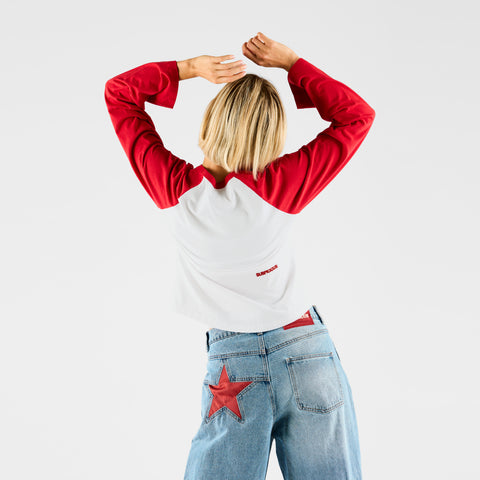 End Of Summer / Essentials W Bi-Colour Longsleeve - White & Red