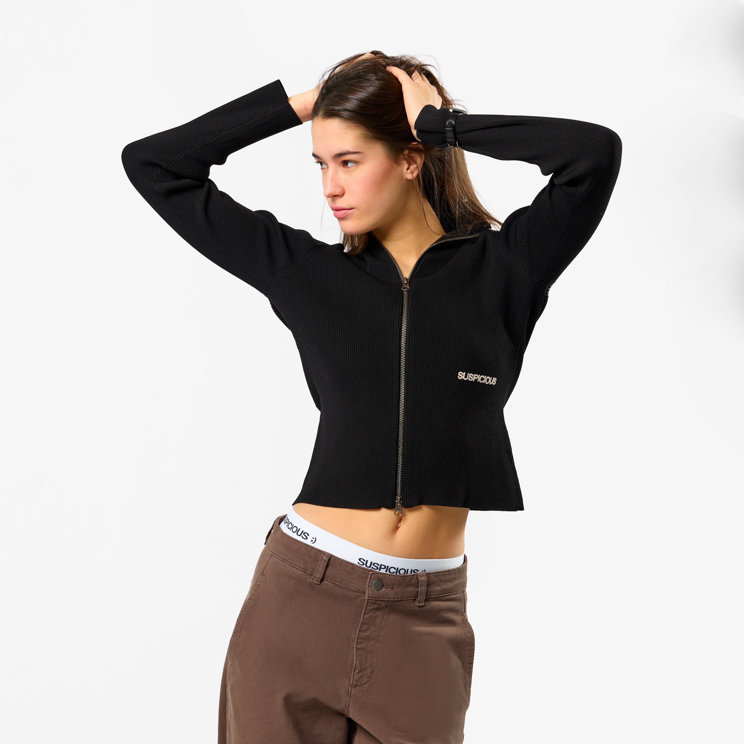 Essentials W Fitted Zip-Up - Black – Suspicious Antwerp