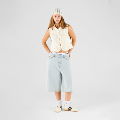 Summer Breeze / Essentials W Tie Front Embroidered Top - White