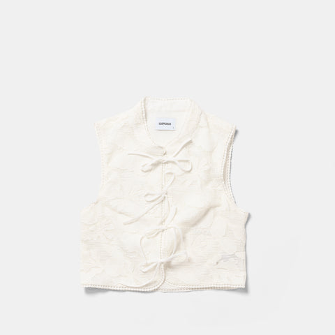 Summer Breeze / Essentials W Tie Front Embroidered Top - White