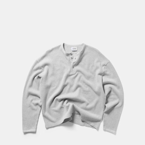 Winter 2 / Essentials Waffle Henley Longsleeve - Heather Grey