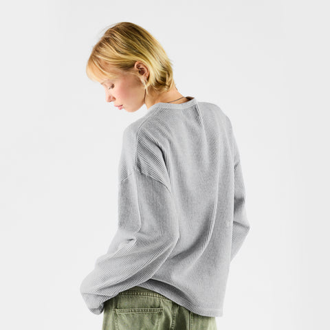 Winter 2 / Essentials Waffle Henley Longsleeve - Heather Grey