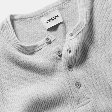 Winter 2 / Essentials Waffle Henley Longsleeve - Heather Grey