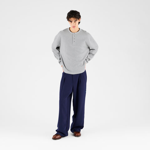 Winter 2 / Essentials Waffle Henley Longsleeve - Heather Grey