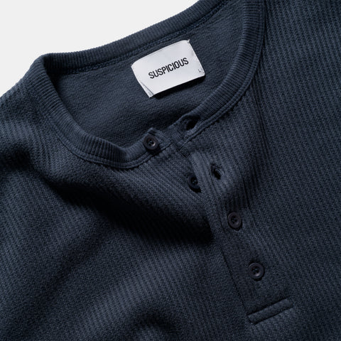 Winter 2 / Essentials Waffle Henley Longsleeve - Nightfall