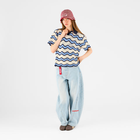 Boat / Essentials Wavy Polo - Natural & Celestial