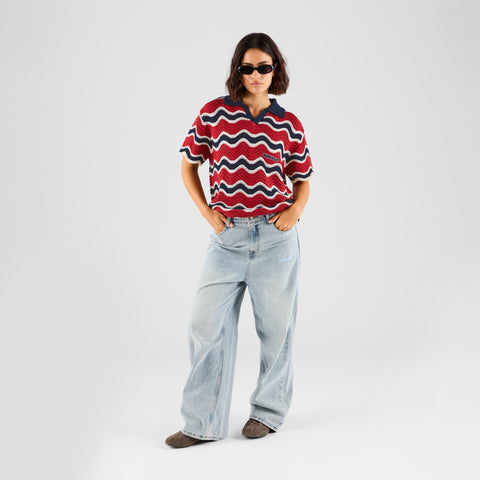 Boat / Essentials Wavy Polo - Nightfall & Red