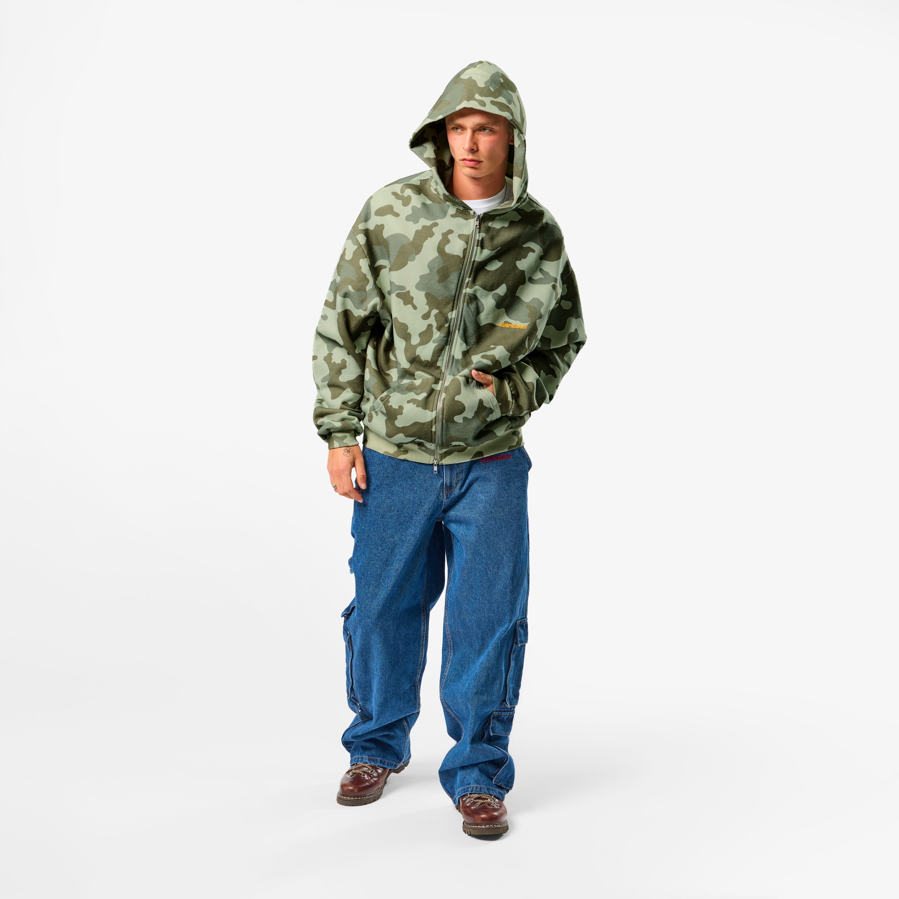 Essentials Zip-Up Hoodie - Green Camo – Suspicious Antwerp