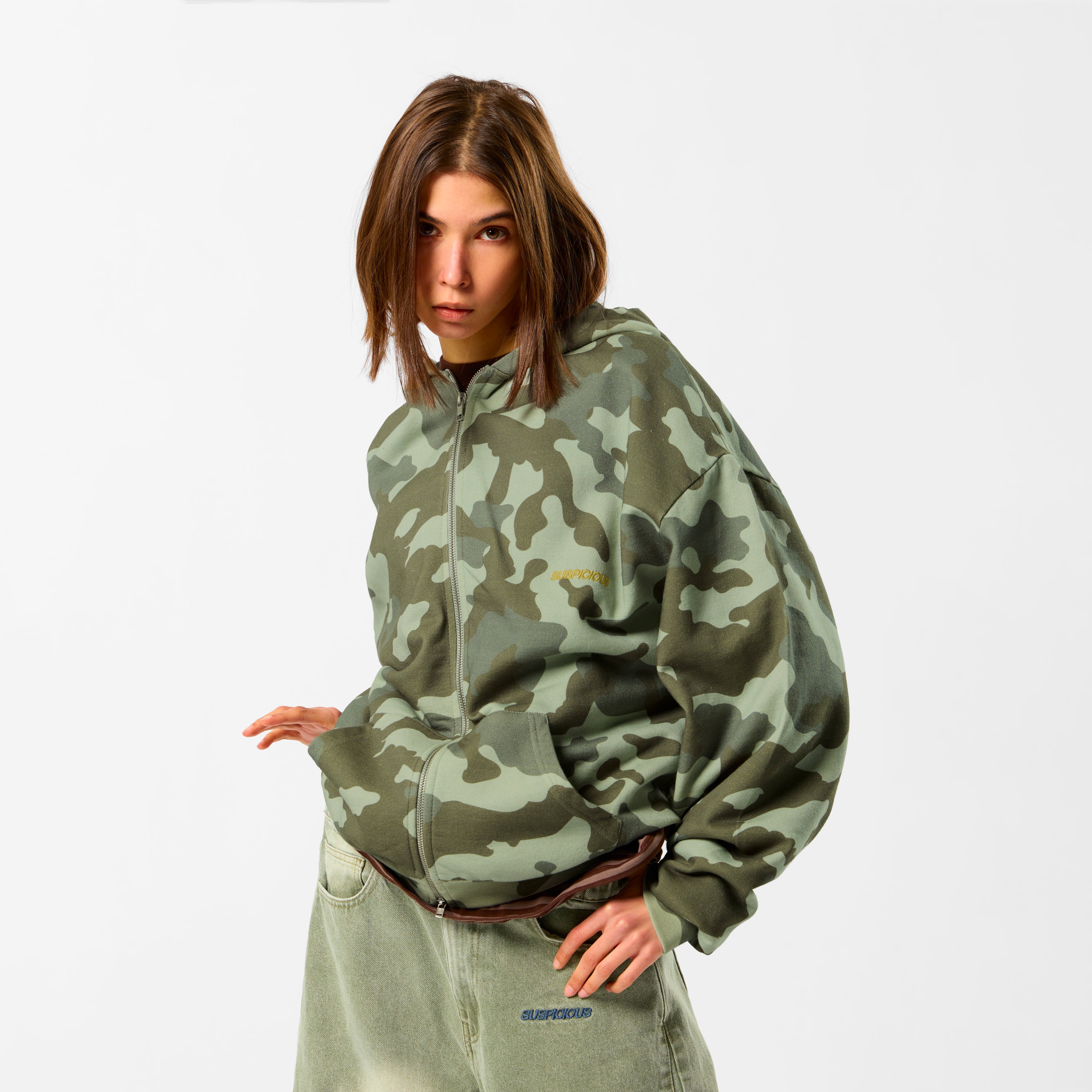 Essentials Zip-Up Hoodie - Green Camo – Suspicious Antwerp