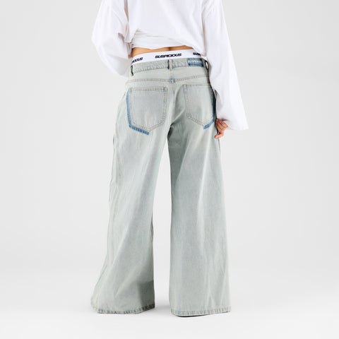 Suspicious Cowboys / Faded Pockets W Wide Jeans - Bleached