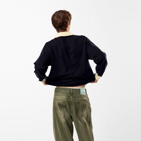 Winter3 / Flow Knitted Longsleeve Polo - Navy