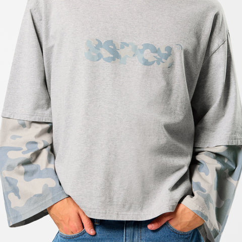 Camo / Glacier Camo Layered Longsleeve - Neutral Heather