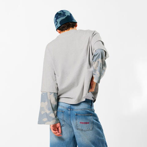 Camo / Glacier Camo Layered Longsleeve - Neutral Heather