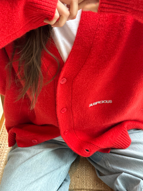 Polkaline / Essentials Knitted Cardigan - Red