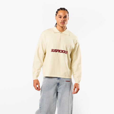 Winter3 / Icon Knitted Longsleeve Polo - Natural