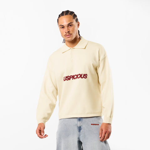 Winter3 / Icon Knitted Longsleeve Polo - Natural