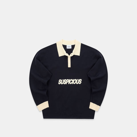 Winter3 / Icon Knitted Longsleeve Polo - Navy