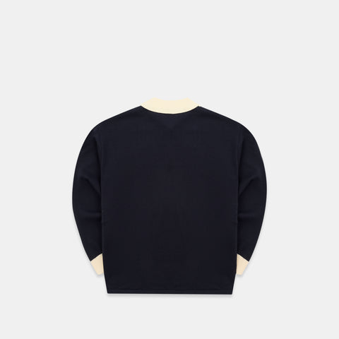 Winter3 / Icon Knitted Longsleeve Polo - Navy