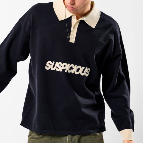 Winter3 / Icon Knitted Longsleeve Polo - Navy